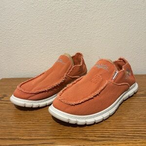 Mens Rust and White Slip-On Loafers with Moccasin-Style Toe